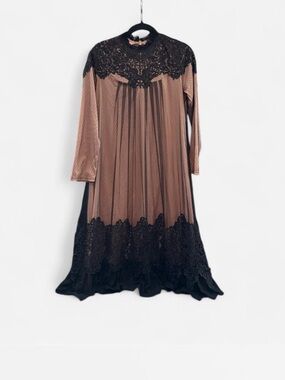 Dainty Jewells dress Black nude Lace-Trim Midi gothic fairy grunge Whimsigoth L